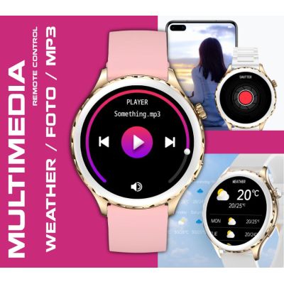 13. Rubicon RNCF02-2 Damen-Smartwatch Gold + Rosa Armband