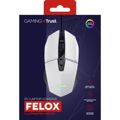 7. TRUST GXT109P Felox Gaming-Maus, Weiß