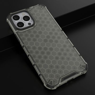 14. Honeycomb Handyhülle Schutzhülle mit TPU Rahmen für iPhone 13 Pro Max schwarz