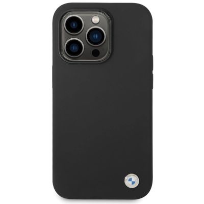 3. BMW Silikon Metall Logo iPhone 15 Pro Max Hülle - Schwarz