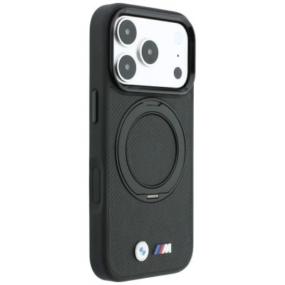 4. BMW Kevlar Ring Stand 360 MagSafe Hülle für iPhone 18 Pro / 17 Pro - Schwarz