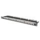 4. Hochdichtes Patchpanel 19" 24x Keystone, geschirmt, 0,5 HE, schwarz, Kabelführung, Beschriftungsfelder