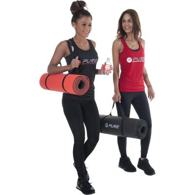 22. NBR SCHWARZE TRAININGSMATTE 180x60x1,5CM MIT LÖCHERN PURE 2 IMPROVE