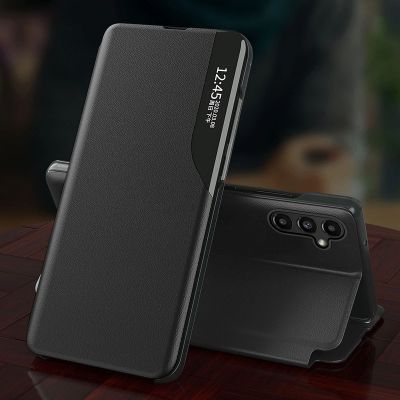 5. Eco Leather View Case Hülle für Samsung Galaxy S23+ mit Klappständer rot