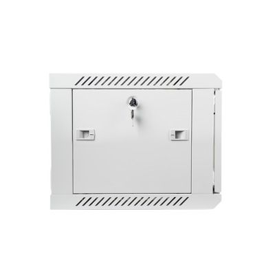 3. Lanberg WF01-6406-10S einteiliger abschließbarer Schrank (6 HE; 368 mm / 600 mm / 450 mm; Wandmontage; Glas; 19 Zoll; grau)
