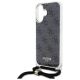 5. Guess Crossbody Cord 4G Print Hülle für iPhone 16 – Schwarz