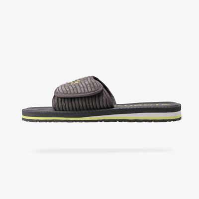 3. Kubota Flip-Flops aus Cord mit Klettverschluss, Graphit KUBKRZ-AW23-02-28