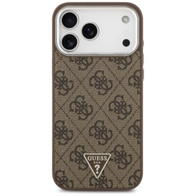 3. Guess 4G Triangle Logo MagSafe Hülle für iPhone 18 Pro Max / 17 Pro Max – Braun & Silber