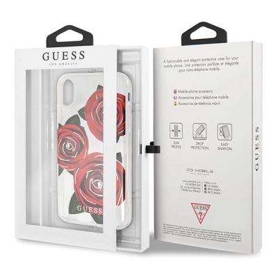9. Guess Flower Desire Rote Rose iPhone X Hülle - Transparent
