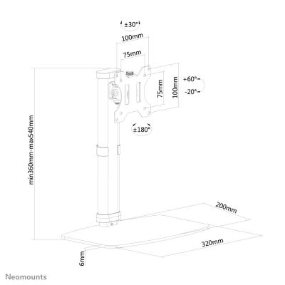 11. Neomounts FPMA-D890BLACK Monitorhalterung/Ständer 76,2 cm (30") Schreibtisch Schwarz