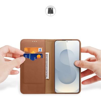 2. Dux Ducis Hivo Samsung Galaxy S25 Edge Hülle mit Klappdeckel und RFID-Schutz - Braun