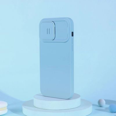 20. Nillkin CamShield Silky Silikonhülle iPhone 14 Pro Max Silikonhülle mit Kameraschutz Blau