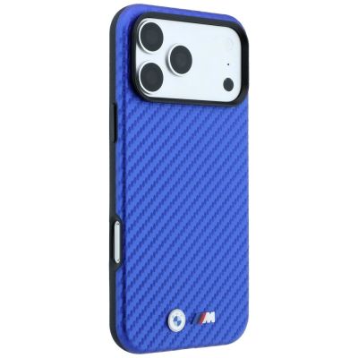 4. BMW M Carbon Metal Logo MagSafe Hülle für iPhone 17 Pro Max / 18 Pro Max - Blau