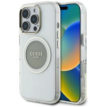 Guess IML Metal Colored Circle Classic Logo MagSafe Hülle für iPhone 16 Pro Max - Grau