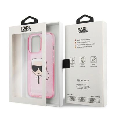 8. Karl Lagerfeld Glitzer Karl's Head Case für iPhone 13 Pro Max - Pink