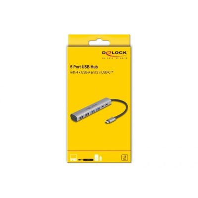 4. DeLOCK 6-Port-USB-Hub mit 4 x USB Typ-A-Buchsen und 2 x USB Typ-C-Buchsen