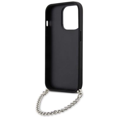 6. Karl Lagerfeld KLHCP14LSACKLHPK iPhone 14 Pro 6,1" schwarz/schwarzes Hardcase mit Saffiano-Monogrammkette