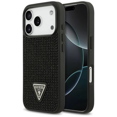 Guess Strass Dreieck Logo Hülle für iPhone 17 Pro - Schwarz
