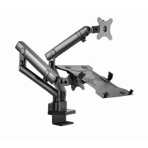 GEMBIRD VERSTELLBARER TISCHARM/-HALTERUNG FÜR 2 MONITORE + NOTEBOOK-ABLAGE 17–32, VESA 100 X 100 MM, BIS 8 KG
