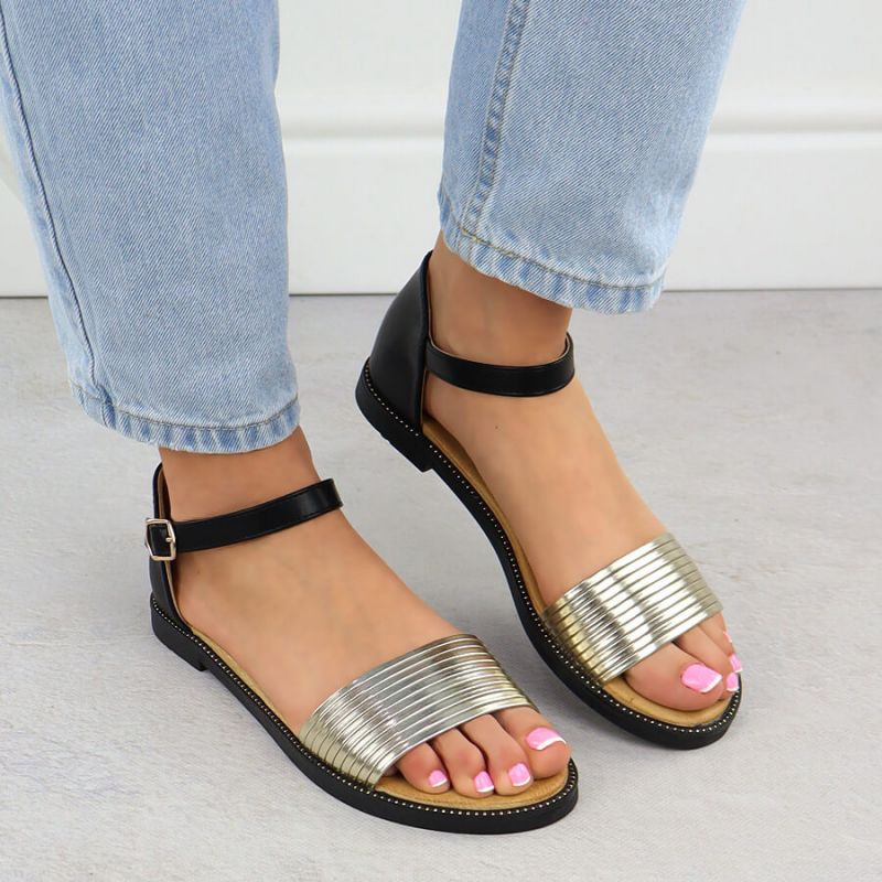 7. Filippo DS6917 Damen-Sandalen in Schwarz und Gold