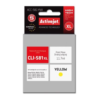 Activejet ACC-581YNX Tinte (Ersatz für Canon CLI-581XLY Drucker; Supreme; 11,70 ml; gelb)