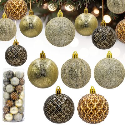 5. Dekorative Kunststoffkugeln, 6 cm, Set mit 35 Stück, bernsteinfarben