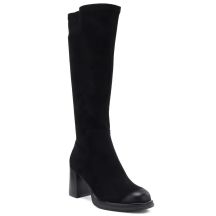 Damenstiefel aus schwarzem Velourslederimitat mit Absatz Potocki SZ12849