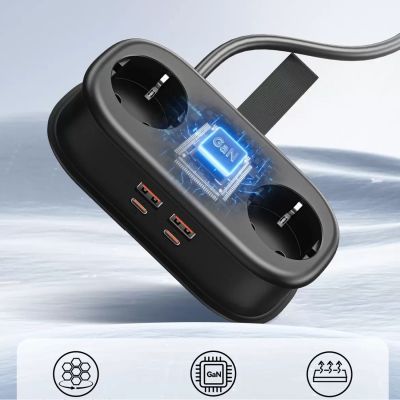 4. Orico AP3 20W GaN 5-in-1 Steckdosenleiste (2x Netzanschluss + 2x USB-A + 1x USB-C) – Schwarz