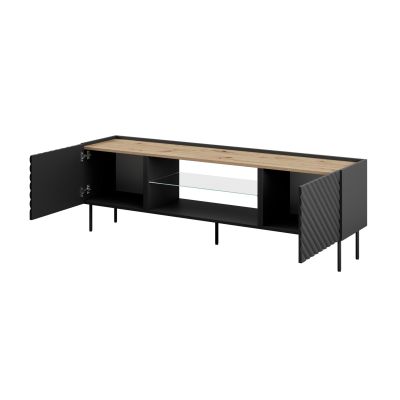 2. TV-Schrank EF ONDA 180x40x39-58 schwarz (stehend oder hängend)