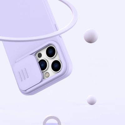 11. Nillkin CamShield Silky Silikonhülle iPhone 14 Pro Max Silikonhülle mit Kameraschutz Blau