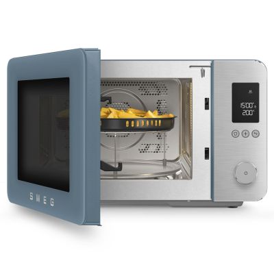 12. Smeg MOC02SBMEU Mikrowelle, blau, Kombi-Mikrowelle für die Arbeitsplatte, 27 l, 900 W