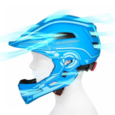 8. Wozinsky Kinder-Integralhelm mit USB-Rücklicht, Größe S – Blau