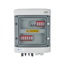 Hermetischer DC/AC-Emitteranschlusskasten IP65 mit Dehn 1000-V-DC-Überspannungsableiter Typ 2, 2 x PV-String, 2 x MPPT // Dehn-AC-Begrenzer Typ 2, 16 A, 3-polig