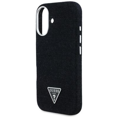 6. Guess Denim Triangle Logo MagSafe Hülle für iPhone 16 - Schwarz