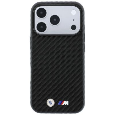 3. BMW M Carbon Metal Logo MagSafe Hülle für iPhone 17 Pro Max / 18 Pro Max - Schwarz