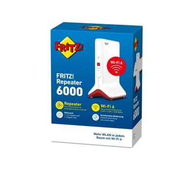 4. FRITZ!Repeater 6000 Tri-Band WLAN-Ethernet-Router (2,4 GHz/5 GHz/5 GHz) Rot, Weiß