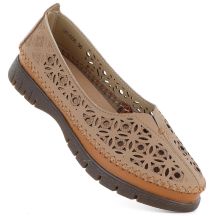 Damen-Lederschuhe mit durchbrochenem Muster, braun, Sergio Leone SP006