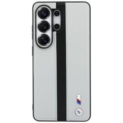 3. BMW MagSafe-Hülle mit perforiertem Streifenlogo für Samsung Galaxy S26 Ultra – Grau