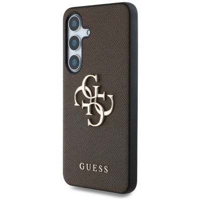 2. Guess Grained Big 4G Logo Small Classic Logo Hülle für Samsung Galaxy S25 braun