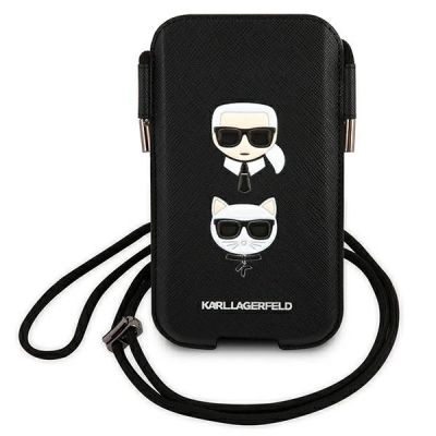 2. Karl Lagerfeld Saffiano Ikonik Karl&Choupette Head 6.1'' Handtasche - Schwarz