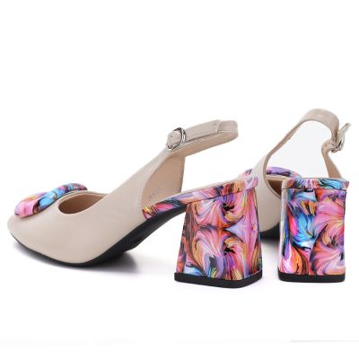 4. Beige Pumps mit dekorativem Absatz, Modell Vinceza 62278