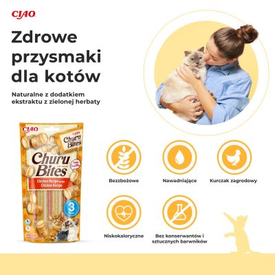2. INABA Churu Bites Wraps mit Hühnchen – ein Leckerli für Katzen – 3 x 10 g