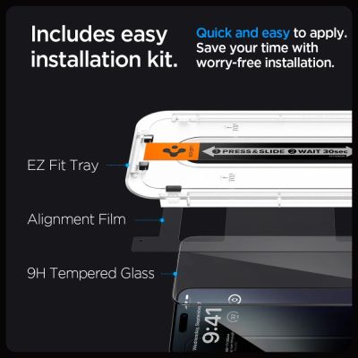 9. Spigen Glas.tR EZ Fit FC gehärtetes Glas für iPhone 15 Pro Max – Schwarz