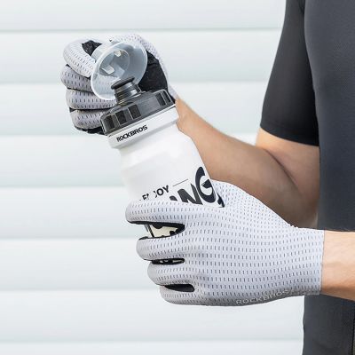 5. Rockbros Atmungsaktive Vollfinger-Fahrradhandschuhe, Größe: XXL - Grau