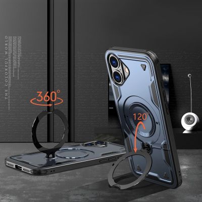 3. Hybrid Armor Trendige Hülle mit MagSafe für iPhone 16 Plus – Blau