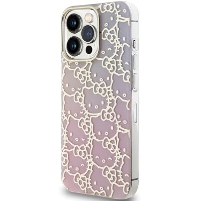 2. Hello Kitty IML Gradient Electrop Crowded Kitty Head Hülle für iPhone 14 Pro – Pink