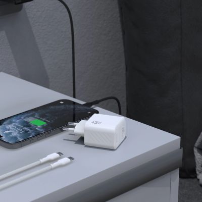 6. Dudao A28C 45W GaN Wandladegerät + USB-C Kabel - Schwarz
