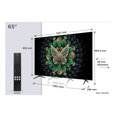 2. TCL 65C69K QD-Mini LED-Fernseher 65 Zoll 4K Ultra HD Google TV Dolby Atmos DVB-T2 Metallic