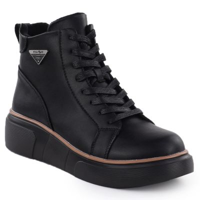 8. Schwarze Damen-Lederstiefeletten mit Keilabsatz Filippo DBT6452