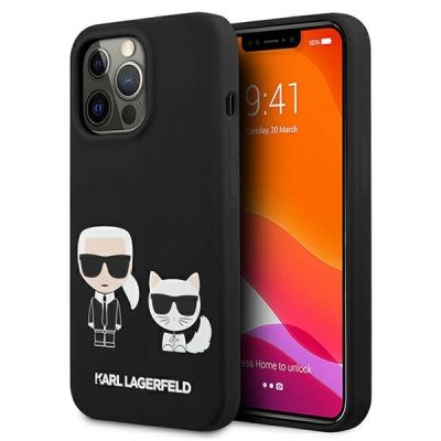 Karl Lagerfeld KLHCP13LSSKCK iPhone 13 Pro / 13 6.1" Hardcase schwarz/schwarz Silikon Karl & Choupette